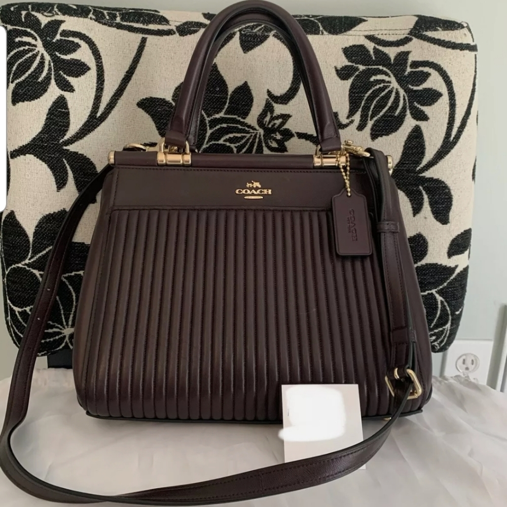 COACH Quilted Grace Oxblood Nappa Leather Satchel